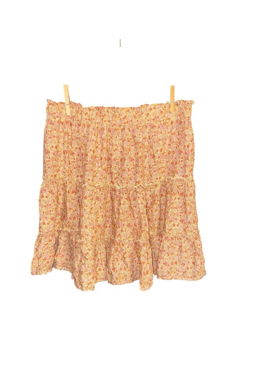 Cynthia Rowley Yellow Ditsy Floral Print skirt Size L